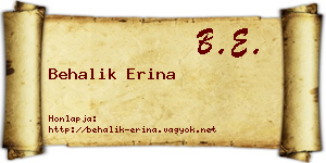 Behalik Erina névjegykártya